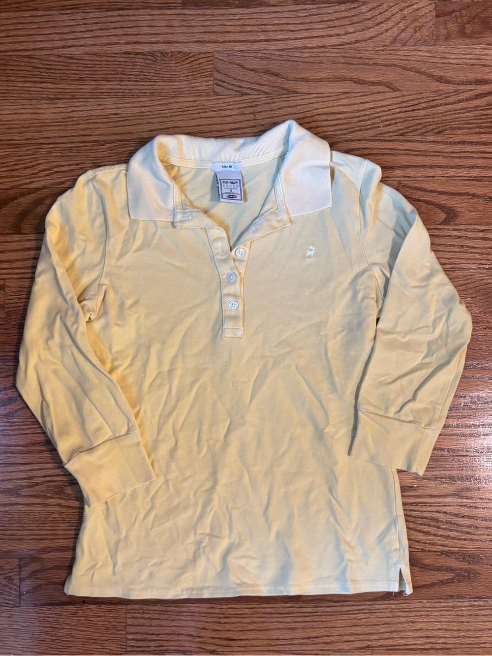 Old Navy Tiny Fit Butter Yellow Long Sleeve Polo Shirt Girls Small